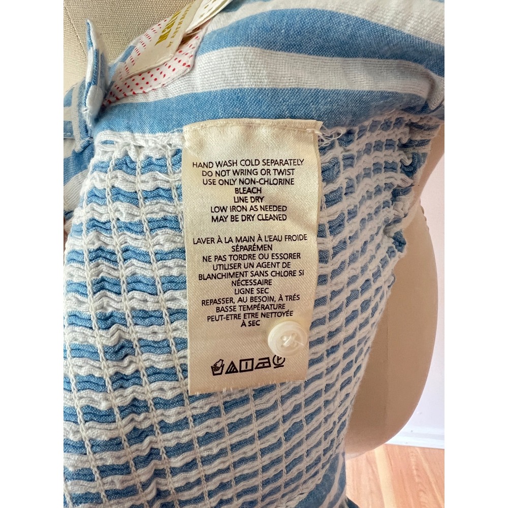 Maeve Anthropologie Bustier Top Blue White Striped Strawberry Embroidered 2 - Picture 8 of 9